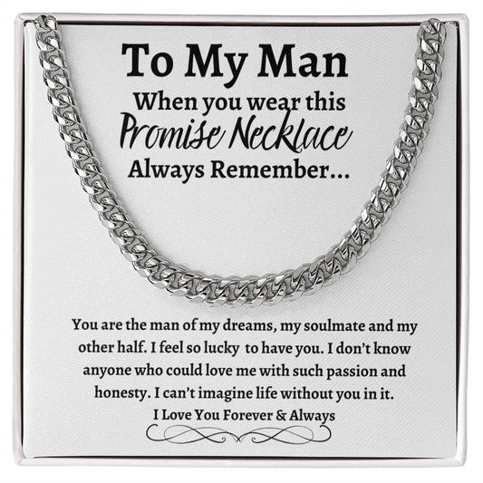 To My Man Cuban Link Necklace with Message Card