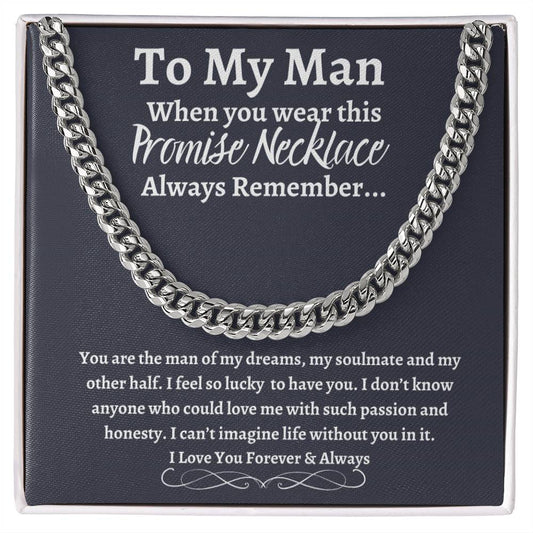 To My Man Cuban Link Necklace with Message Card