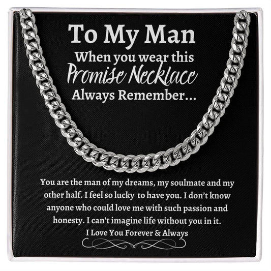 To My Man Cuban Link Necklace with Message Card