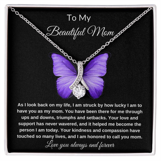 Amazing Message Card for Mom with the Alluring Beauty Necklace